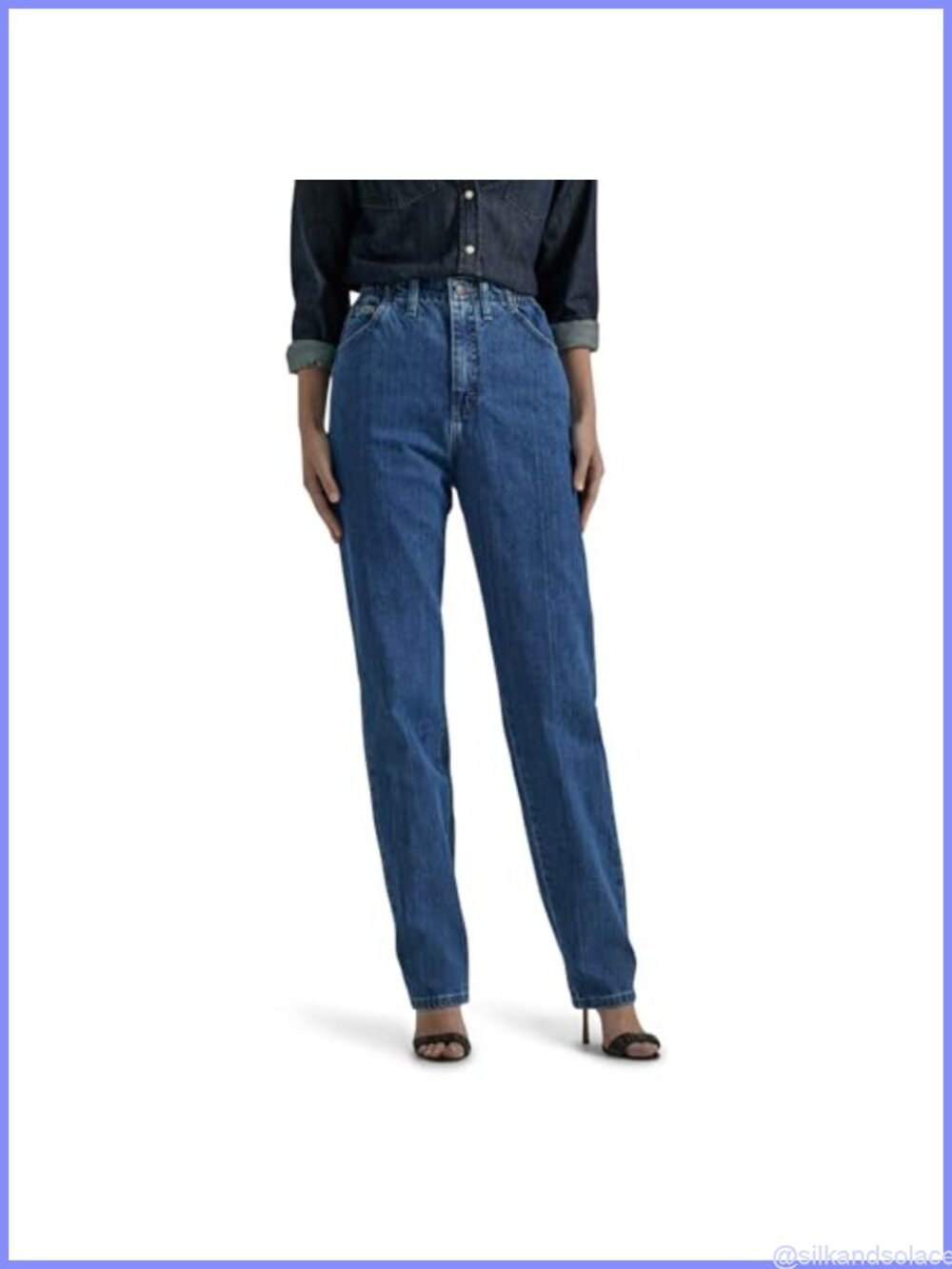 Petite Relaxed Fit Tapered Leg Jeans with Side Elastic